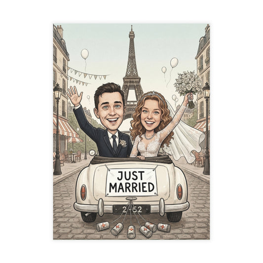 Personalized wedding invitation, Just Married Paris