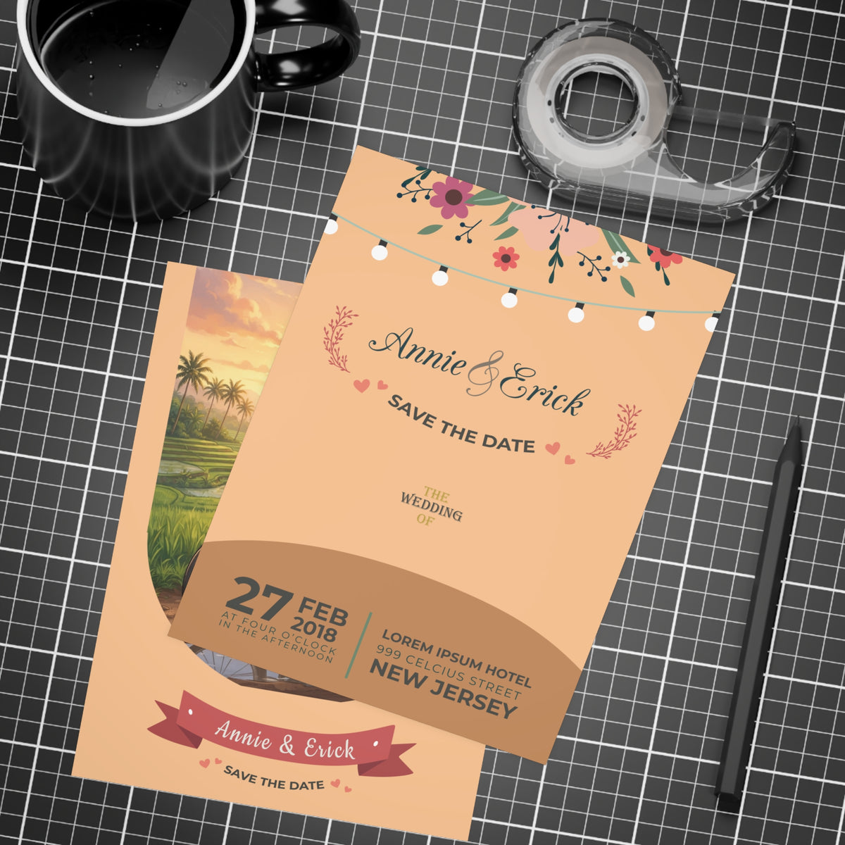 Personalized wedding invitation, high school sweethearts are getting married