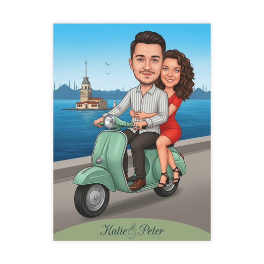 Personalized wedding invitation, motorcycle lovers in Istanbul
