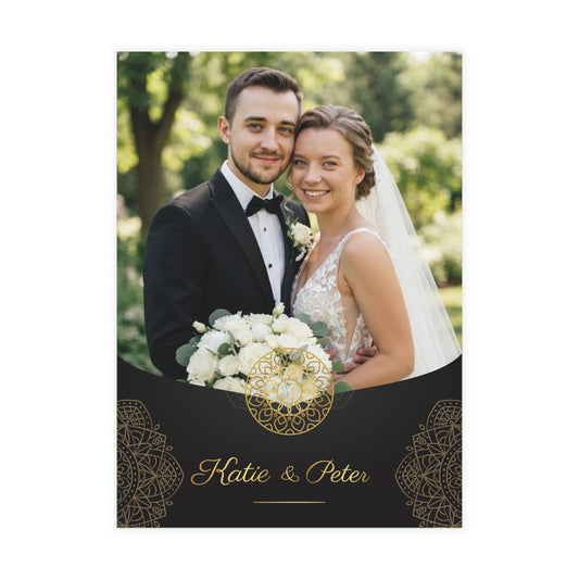 Personalized wedding invitation, bride and groom classic black invitation
