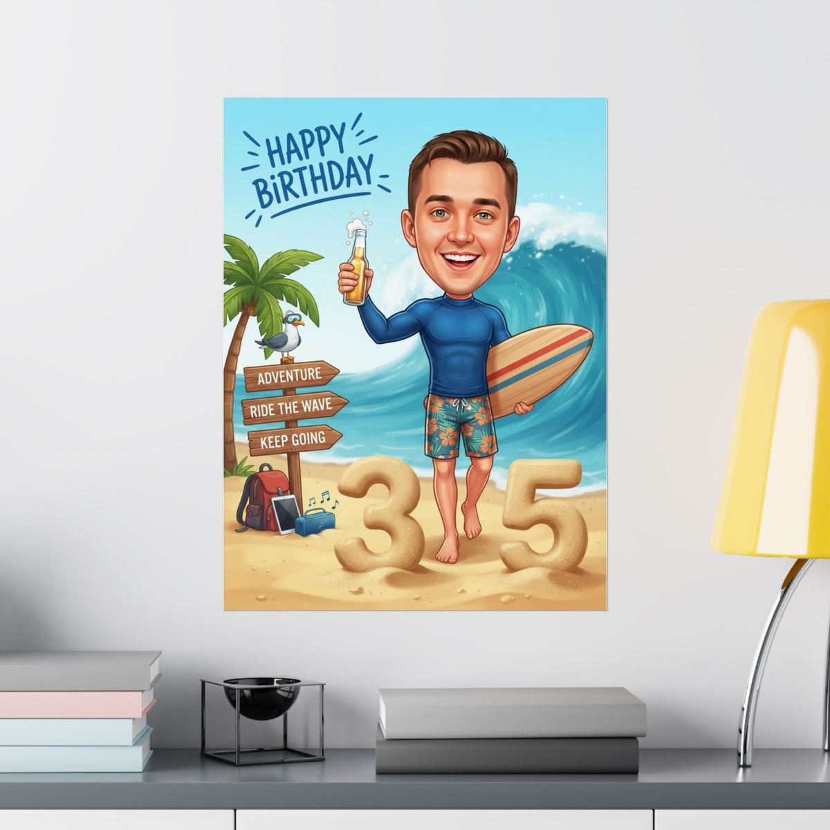 Surfer's birthday personalized Matte Vertical Posters