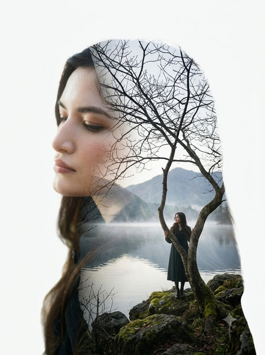 Create a character portrait with double exposure