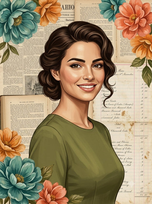 Digital illustration of a beautiful cute woman