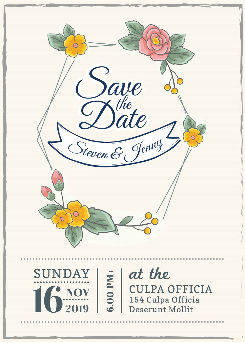 Personalized wedding invitation for bride and groom in a car