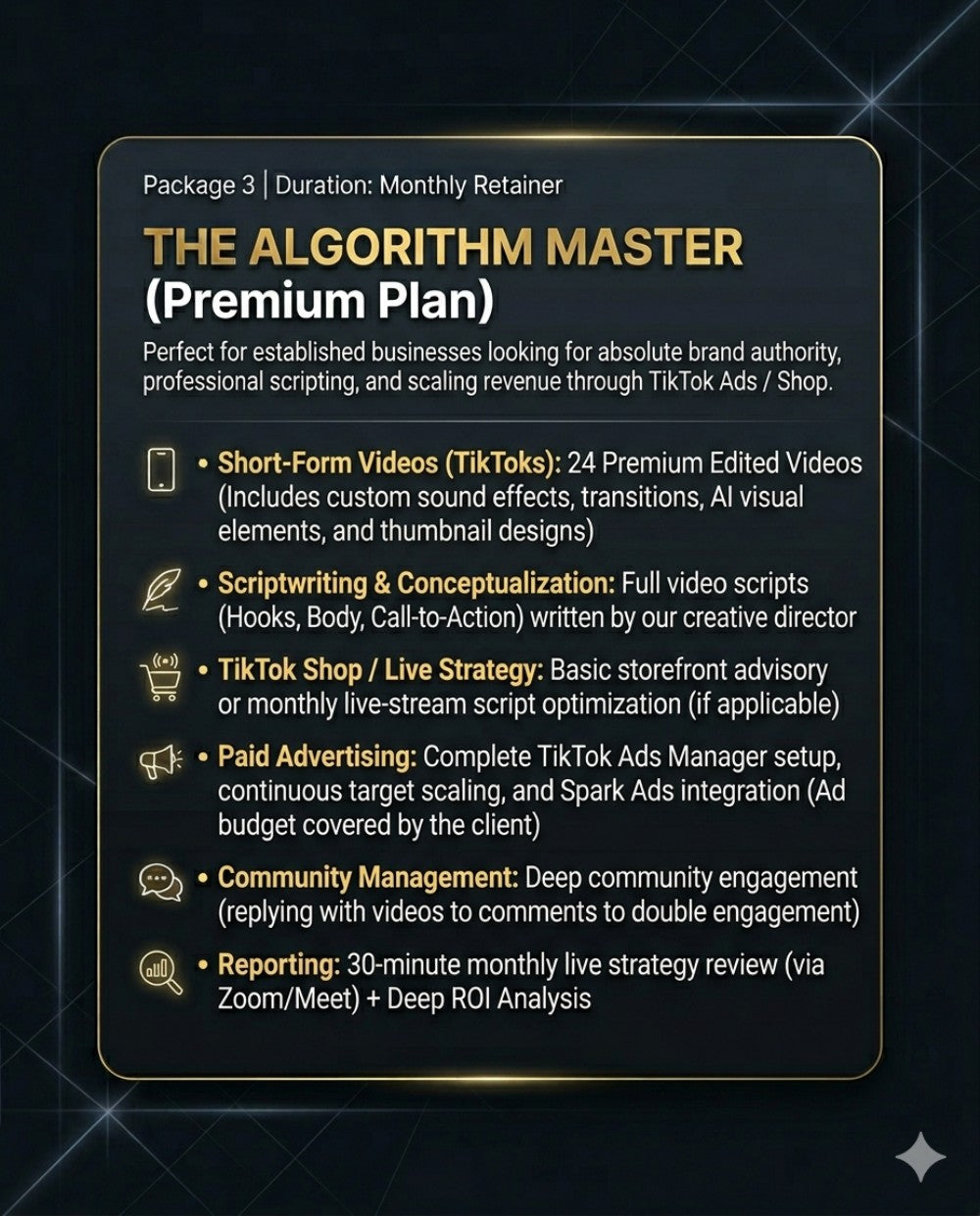 TIKTOK MANAGEMENT PACKAGE - THE ALGORITHM MASTER (Premium Plan)