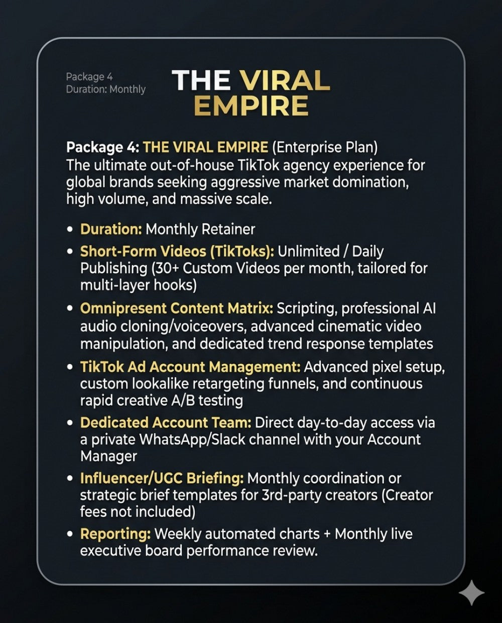 TIKTOK MANAGEMENT PACKAGE - THE VIRAL EMPIRE (Enterprise Plan)