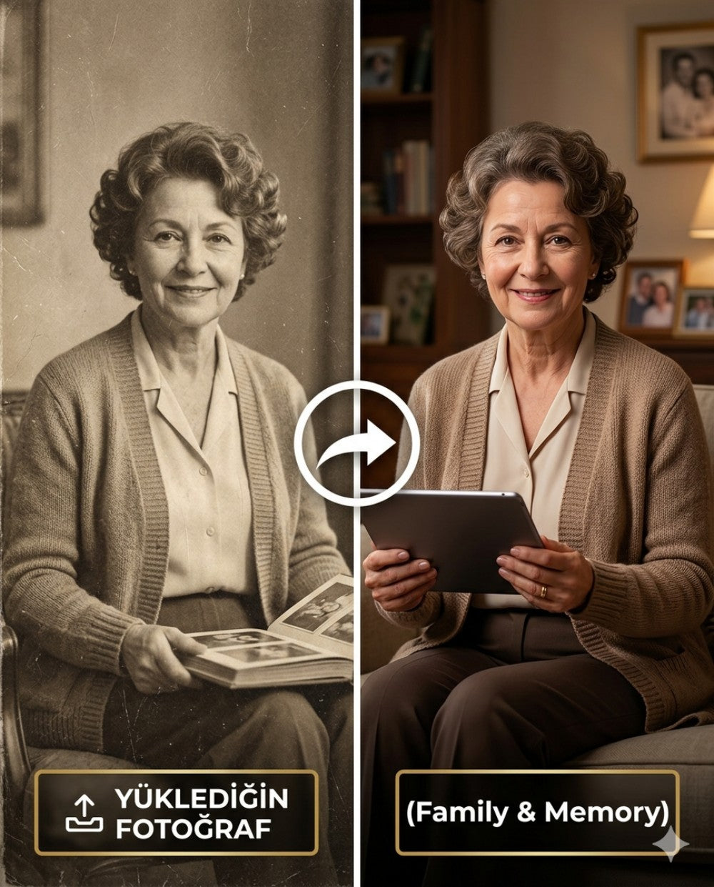 Aile Anıları AI, Eski Fotoğraf Restorasyonu