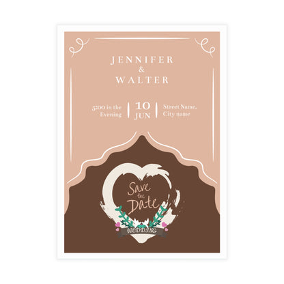 Personalized wedding invitation, heart-shaped selfie