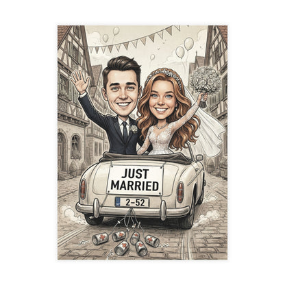 Personalized wedding invitation, Just Married Village
