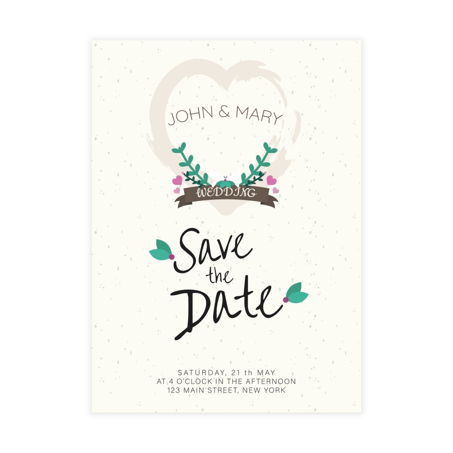 Personalized wedding invitation, caricature of bride and groom