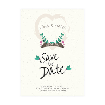 Personalized wedding invitation, caricature of bride and groom