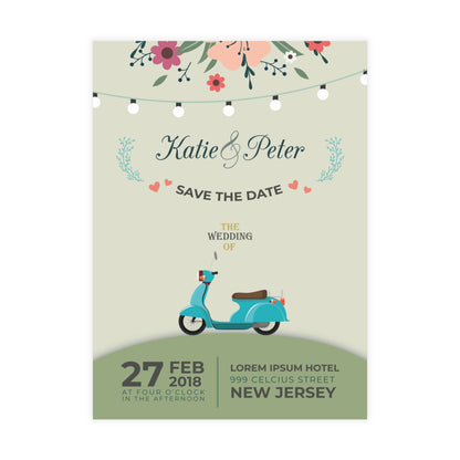 Personalized wedding invitation, motorcycle lovers in Paris