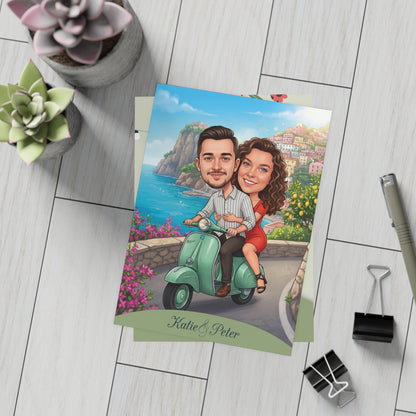 Personalized wedding invitation, motorcycle lovers in Sorento