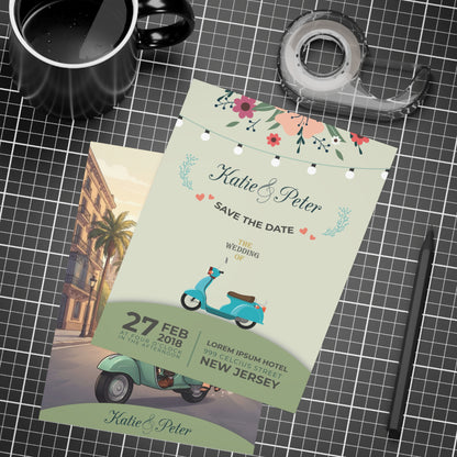 Personalized wedding invitation, motorcycle lovers in Barcelona