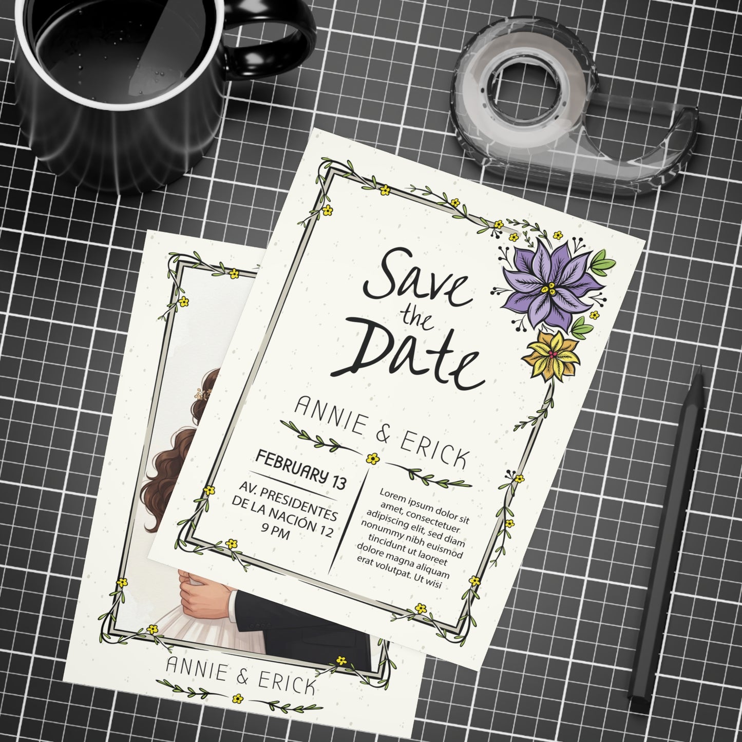 Personalized wedding invitation, dear bride and groom