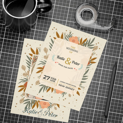 Personalized wedding invitation, bride and groom gothic design