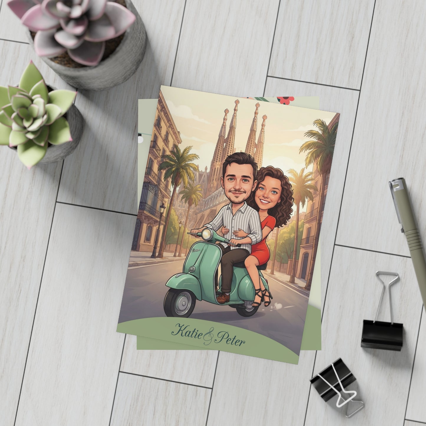 Personalized wedding invitation, motorcycle lovers in Barcelona