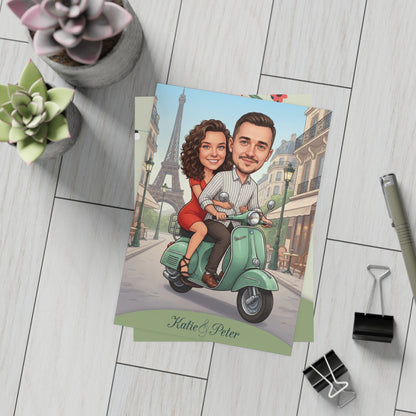 Personalized wedding invitation, motorcycle lovers in Paris