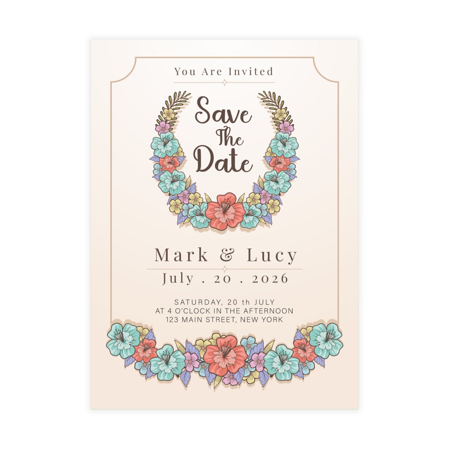Personalized wedding invitation, coffee and lovers