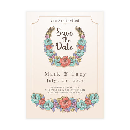 Personalized wedding invitation, coffee and lovers