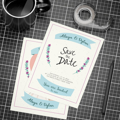 Personalized wedding invitation, fairytale character bride and groom