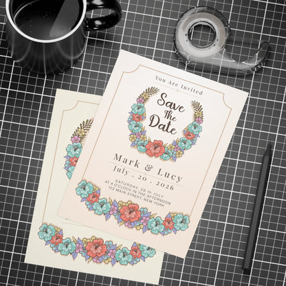 Personalized wedding invitation, coffee and lovers