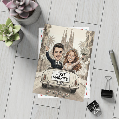 Personalized wedding invitation, Just Married Barcelona