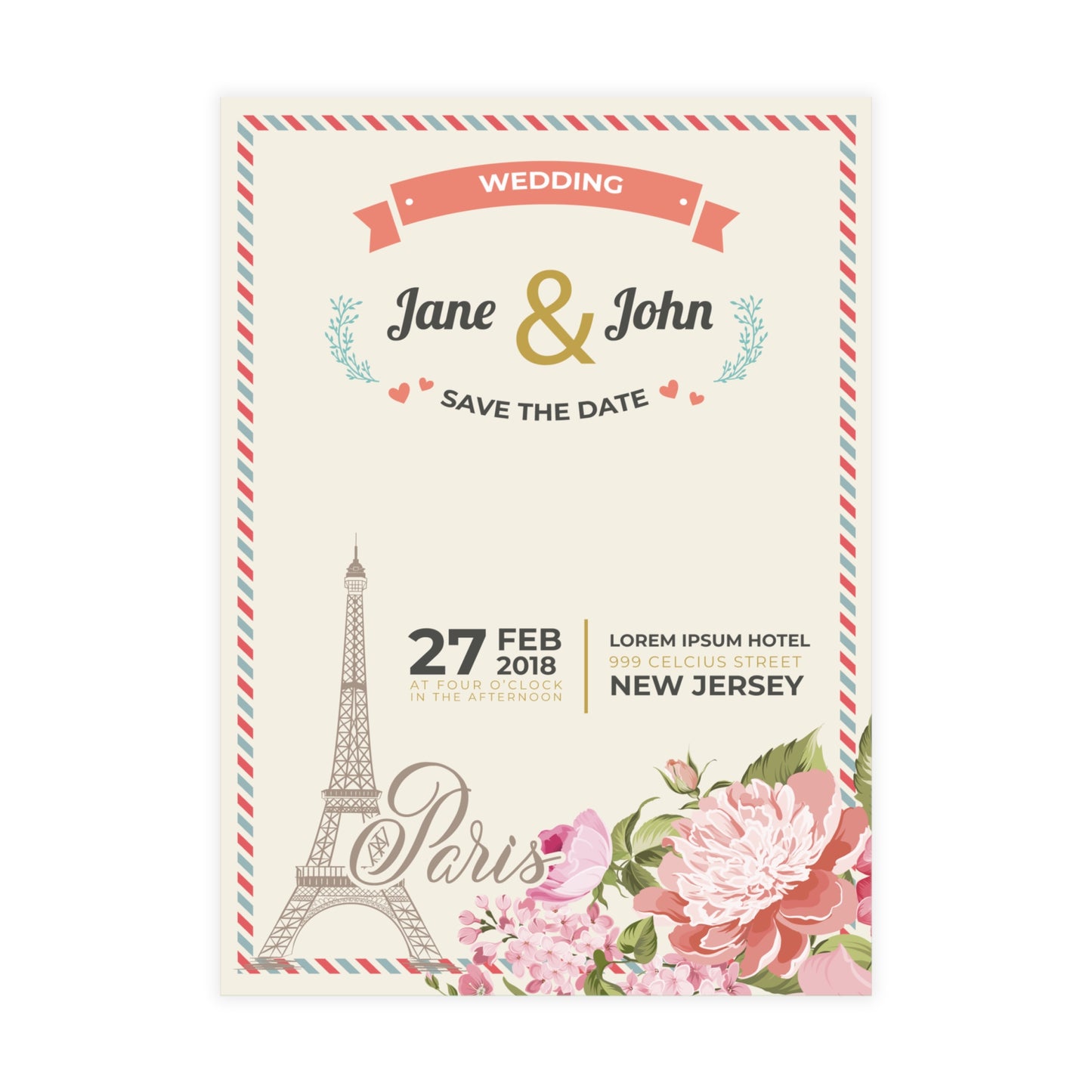 Personalized wedding invitation, Valentines Day in Paris
