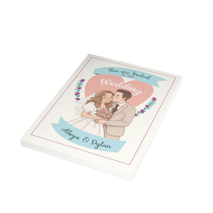 Personalized wedding invitation, fairytale character bride and groom