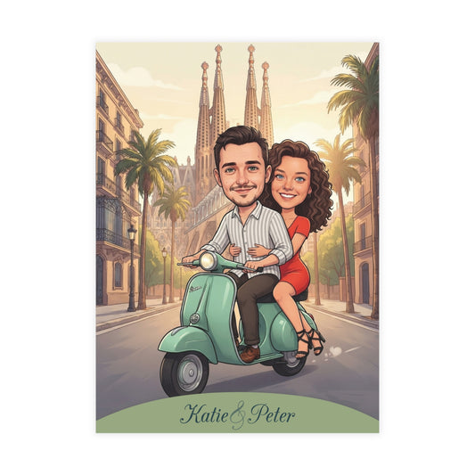 Personalized wedding invitation, motorcycle lovers in Barcelona