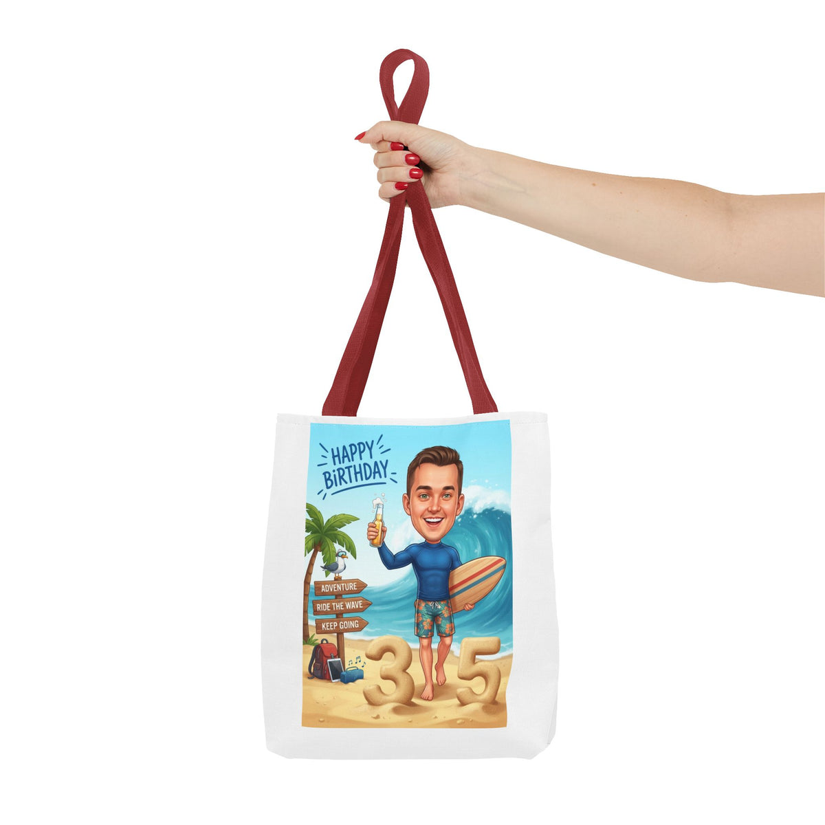 Surfer's birthday personalized Tote Bag (AOP)