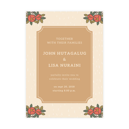 Personalized wedding invitation, bride and groom with watercolor effect
