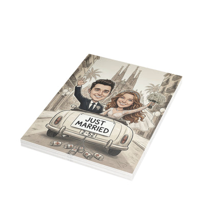 Personalized wedding invitation, Just Married Barcelona