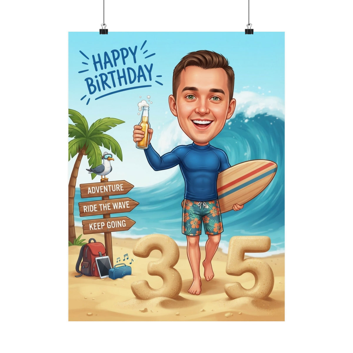 Surfer's birthday personalized Matte Vertical Posters