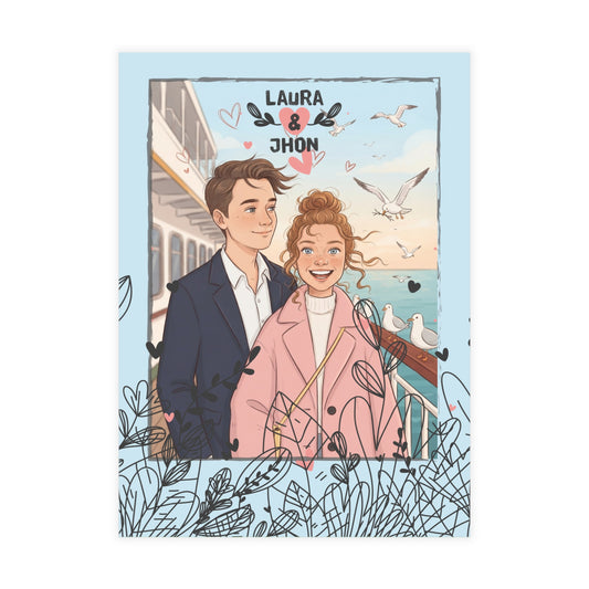 Personalized wedding invitation, two lovers in Istanbul