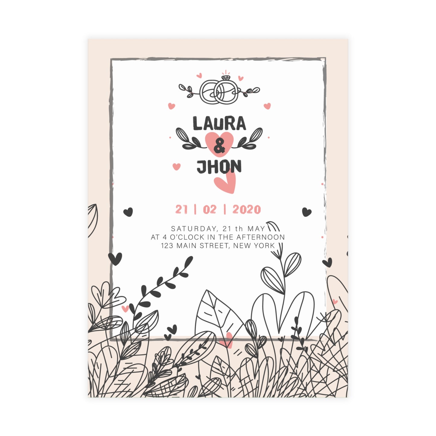 Personalized wedding invitation, two lovers in Istanbul