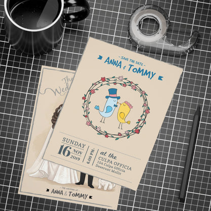 Personalized Wedding Invitation, Bride, Groom and their dog.