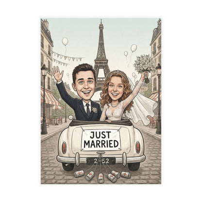 Personalized wedding invitation, Just Married Paris