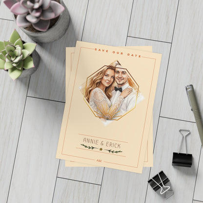 Personalized wedding invitation, corners design for bride and groom