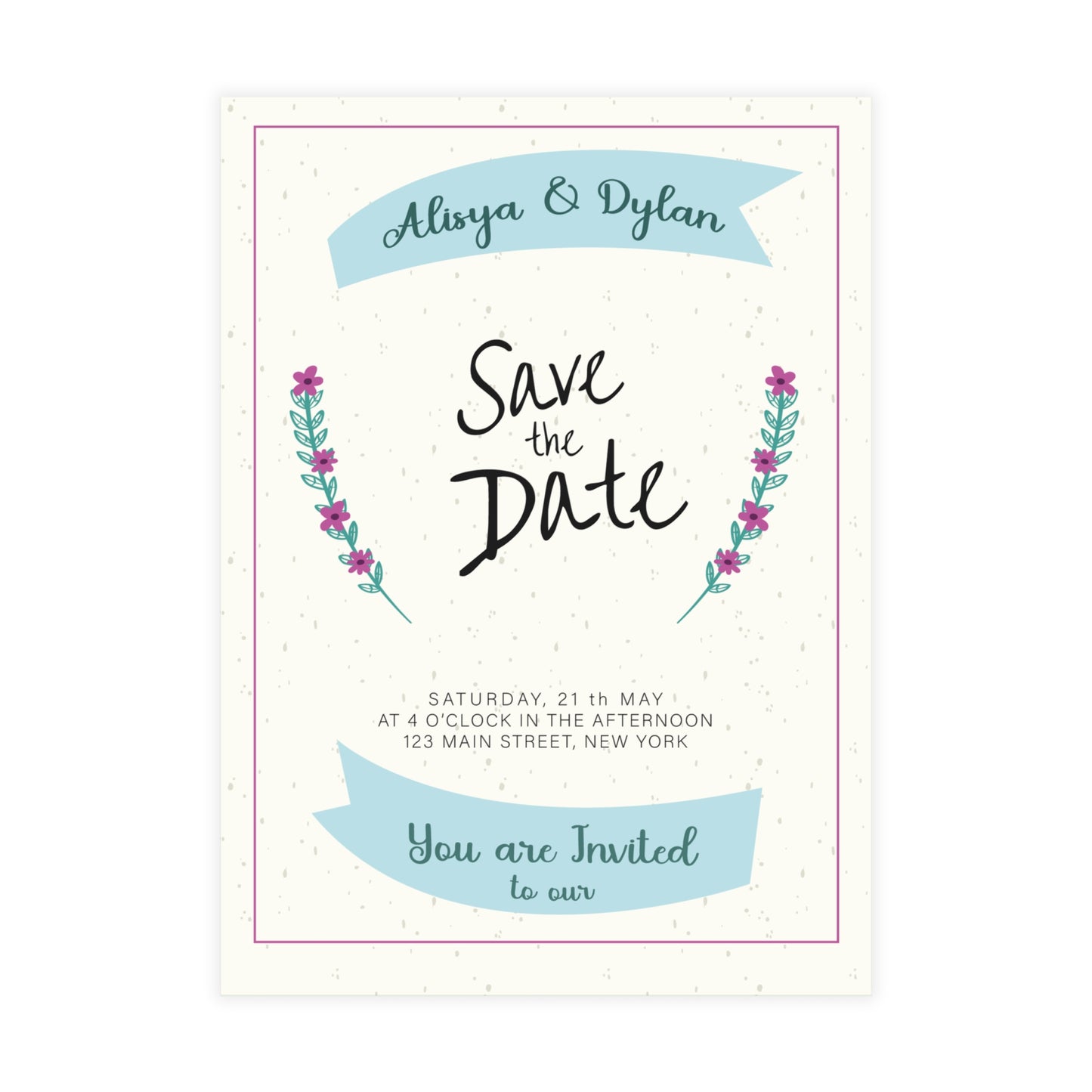 Personalized wedding invitation, fairytale character bride and groom