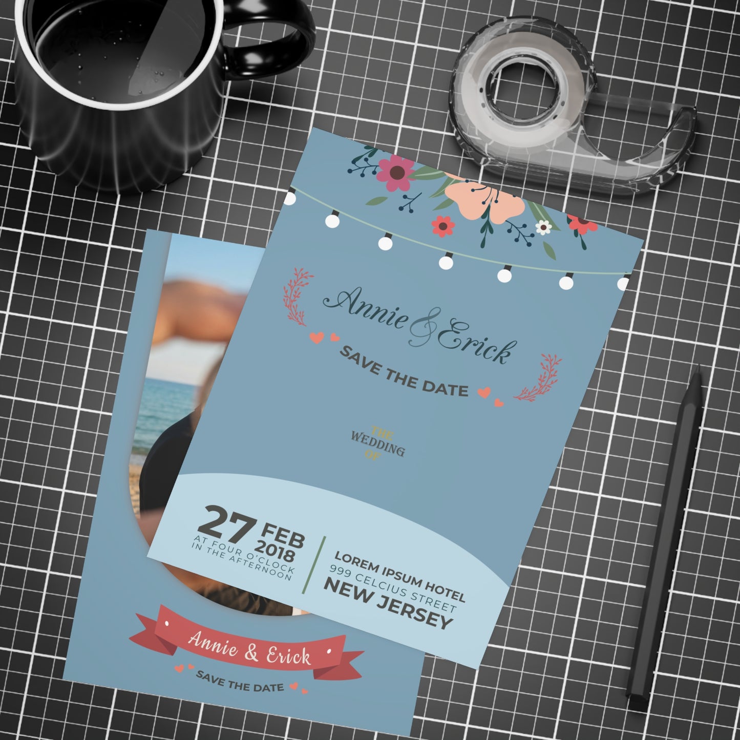 Personalized wedding invitation, wedding ring