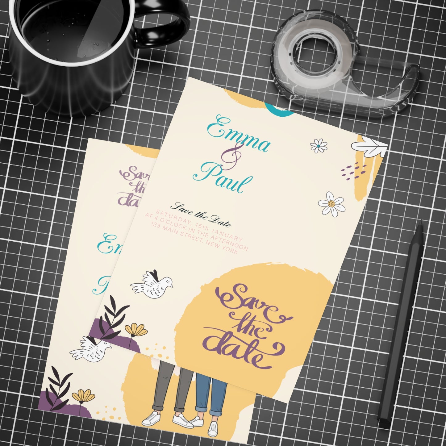 Personalized wedding invitation for two lovers who met at university