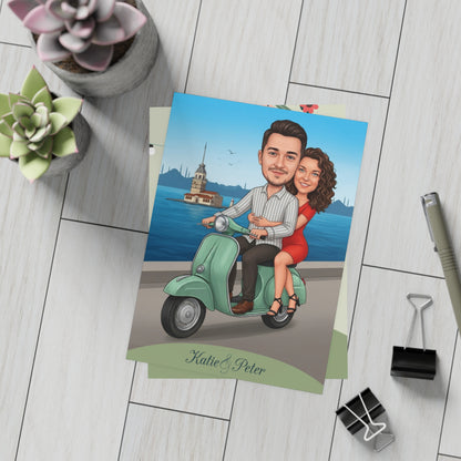 Personalized wedding invitation, motorcycle lovers in Istanbul