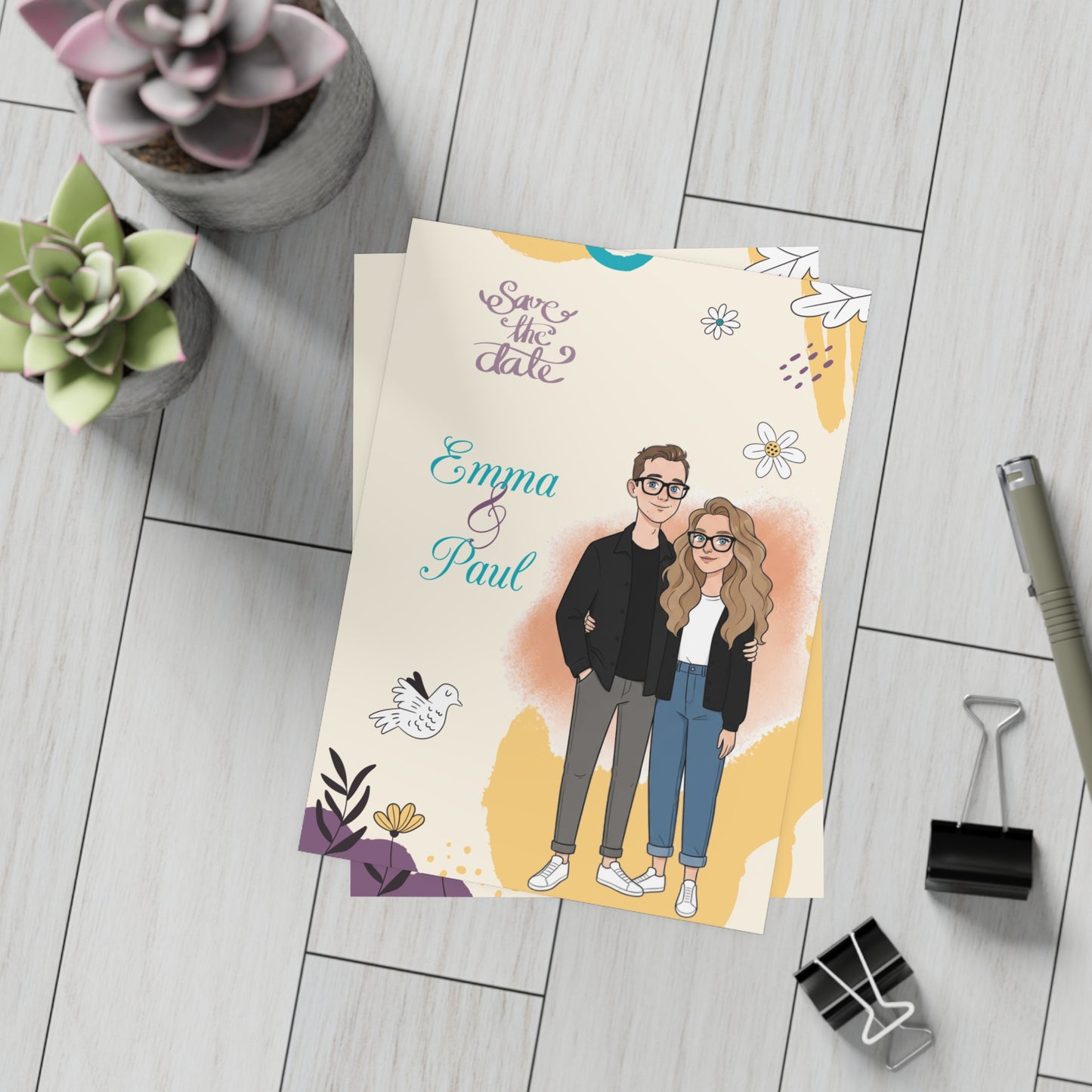 Personalized wedding invitation for two lovers who met at university