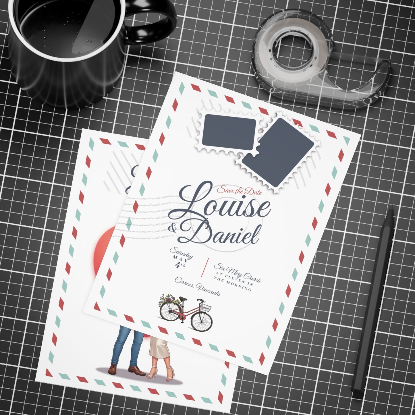Personalized wedding invitation, I love you from the bottom of my heart