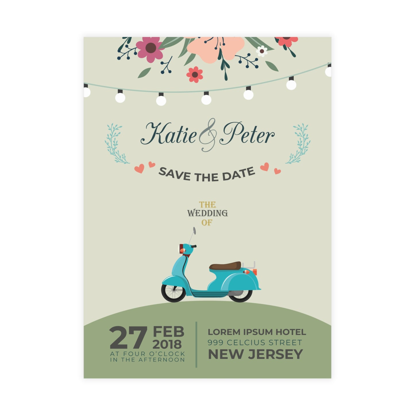 Personalized wedding invitation, motorcycle lovers in Istanbul