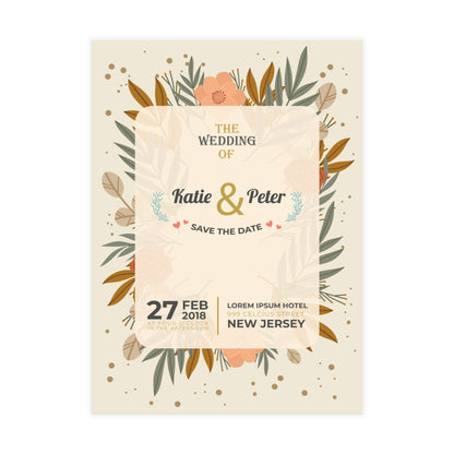 Personalized wedding invitation, bride and groom gothic design