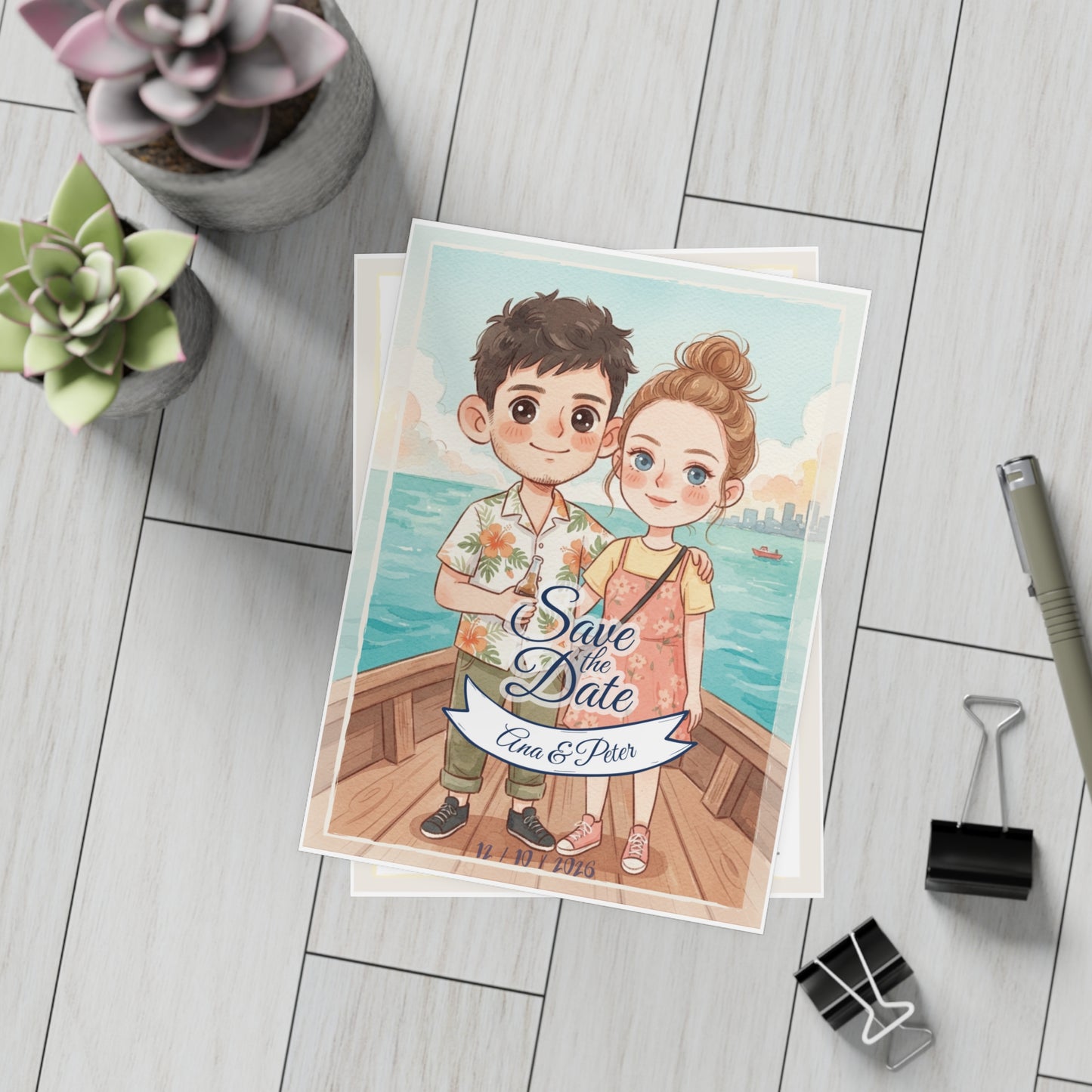 Create a cartoon wedding invitation