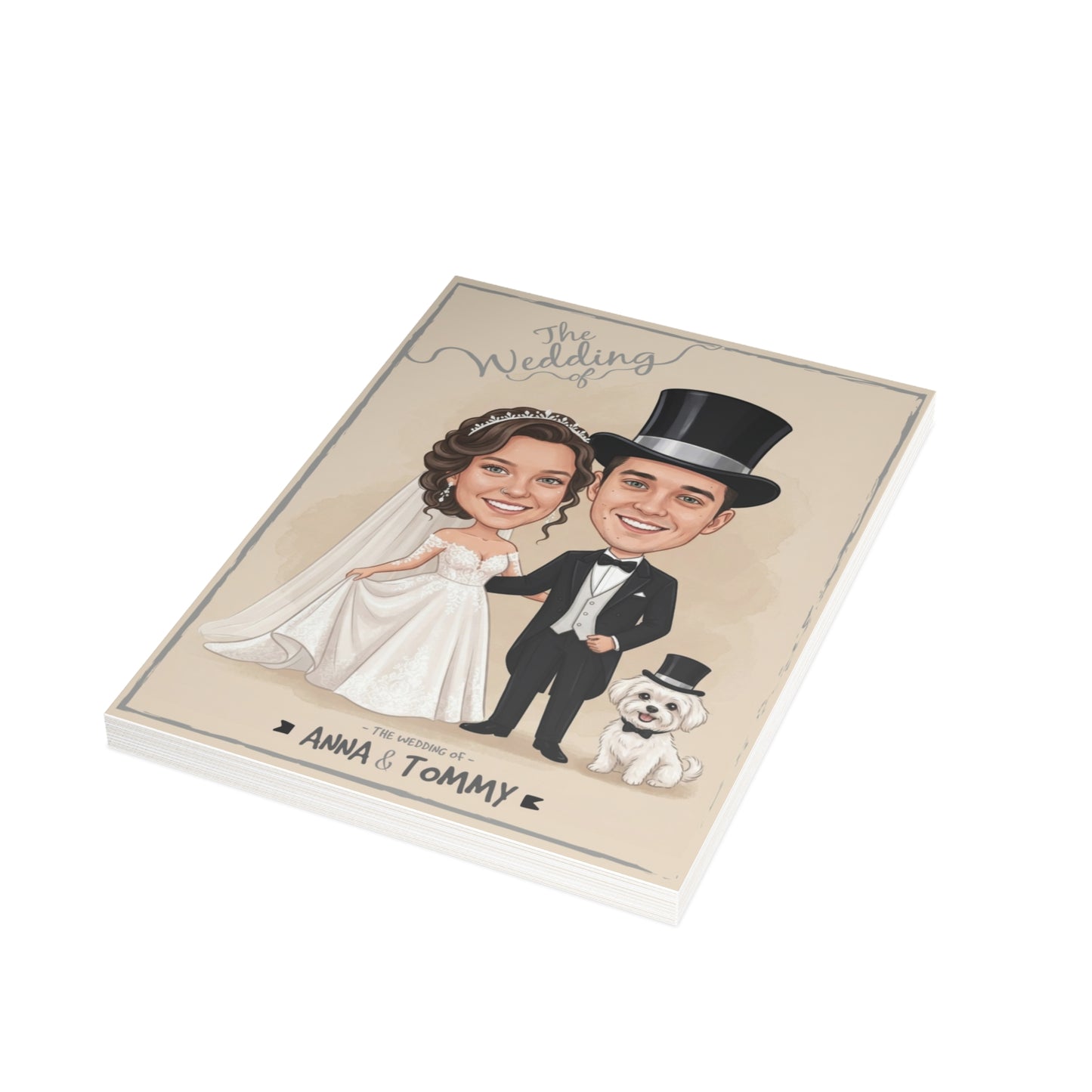 Personalized Wedding Invitation, Bride, Groom and their dog.