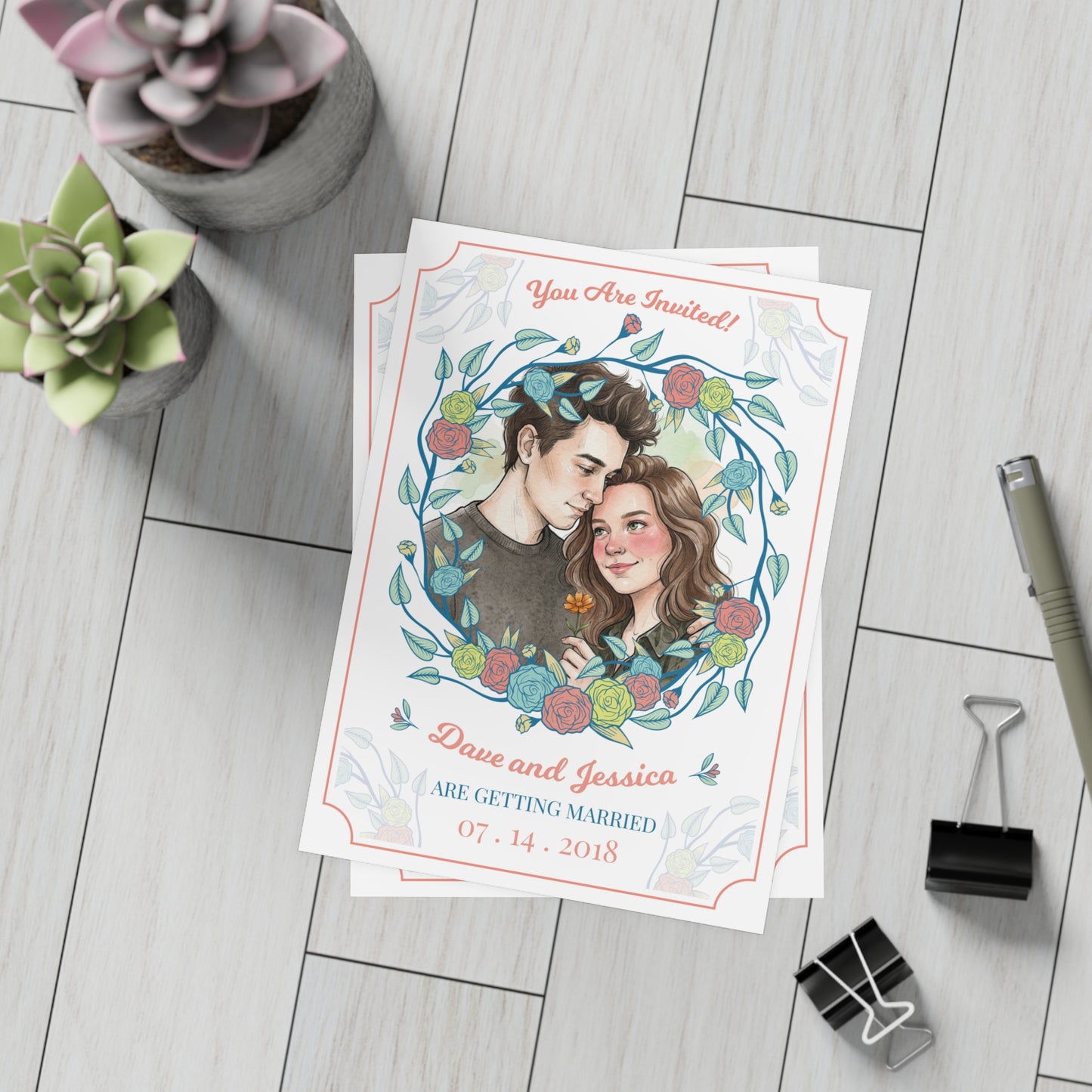 Personalized wedding invitation, for two lovers